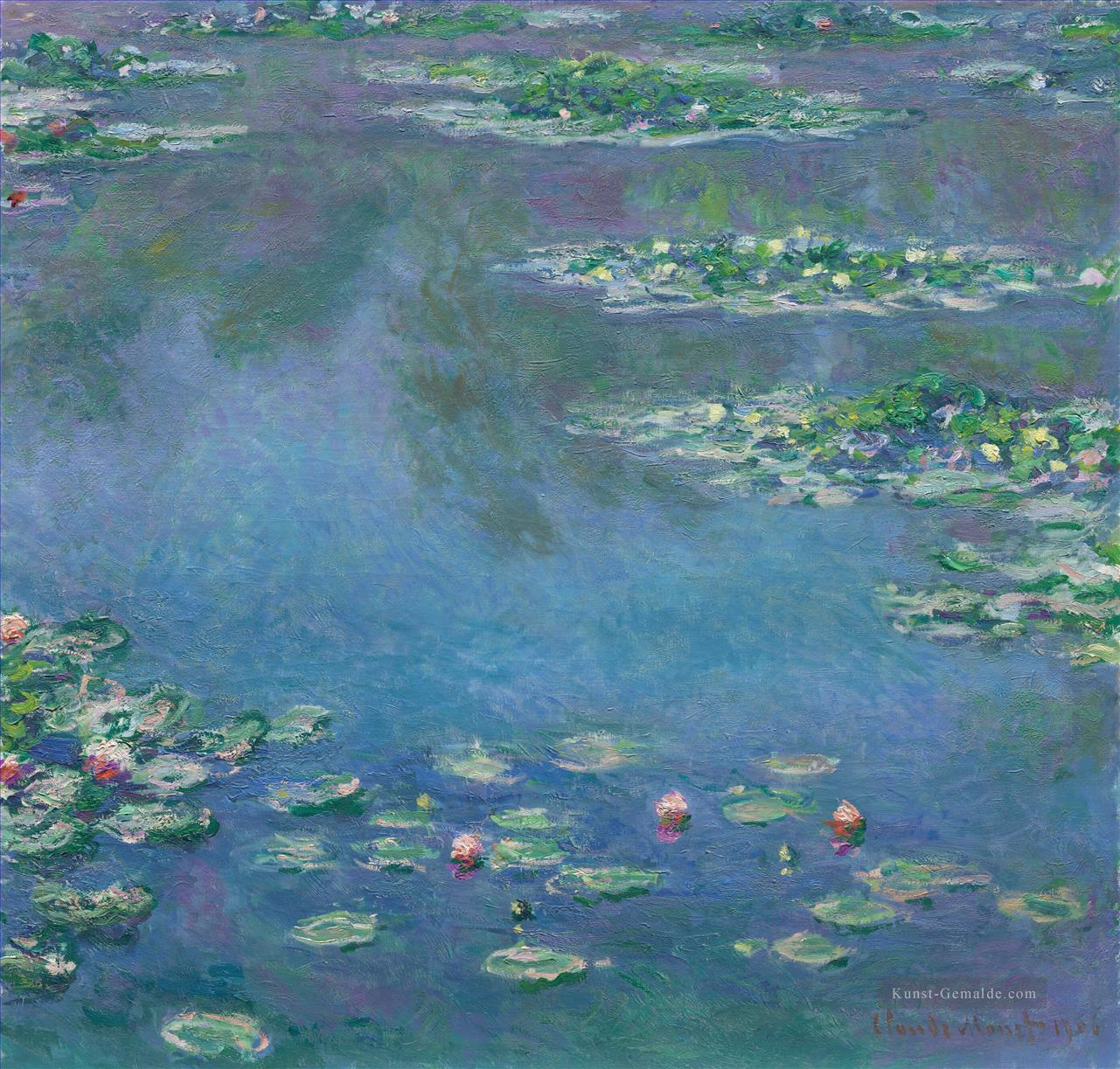 Seerosen Teichblau Monet Impressionismus Blumen Ölgemälde